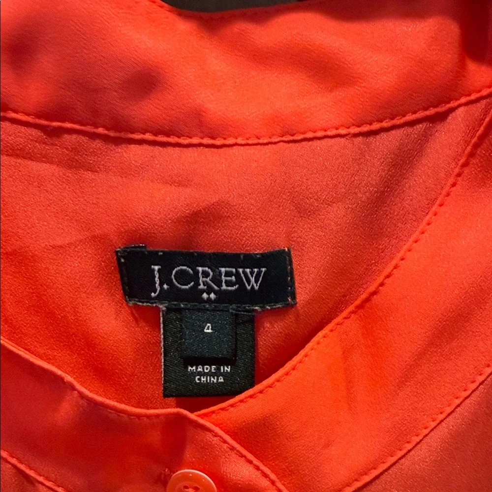 J. Crew Sleeveless Utility Blouse Orange Mandarin Collar Popover Size Small